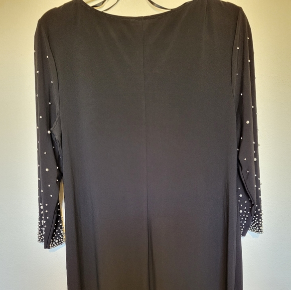 MSK black tulip sleeve mini fit and flare, pearl & stud embellished dress. Large - Picture 14 of 15